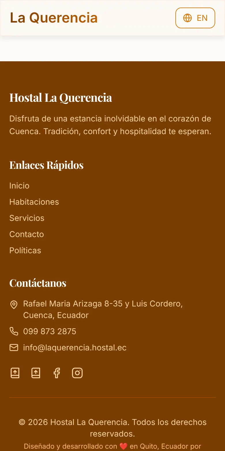 El sitio en inglés, en el teléfono.