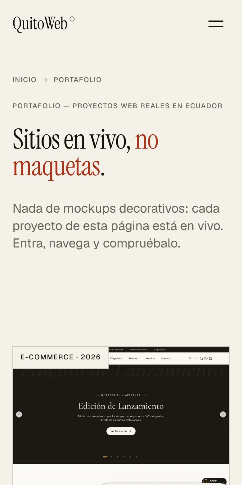 El portafolio en una columna.